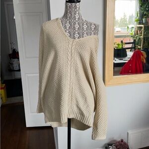 Edmonton Canada Brand Workhall Made in USA. Cable Knit Lace Up Sweater. Large.